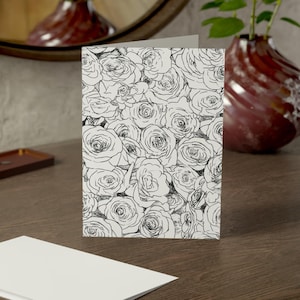 Illustration de roses blanches (1, 10 pcs) | Carte vierge | Mariage | Anniversaire | Guérir bientôt | Illustration botanique