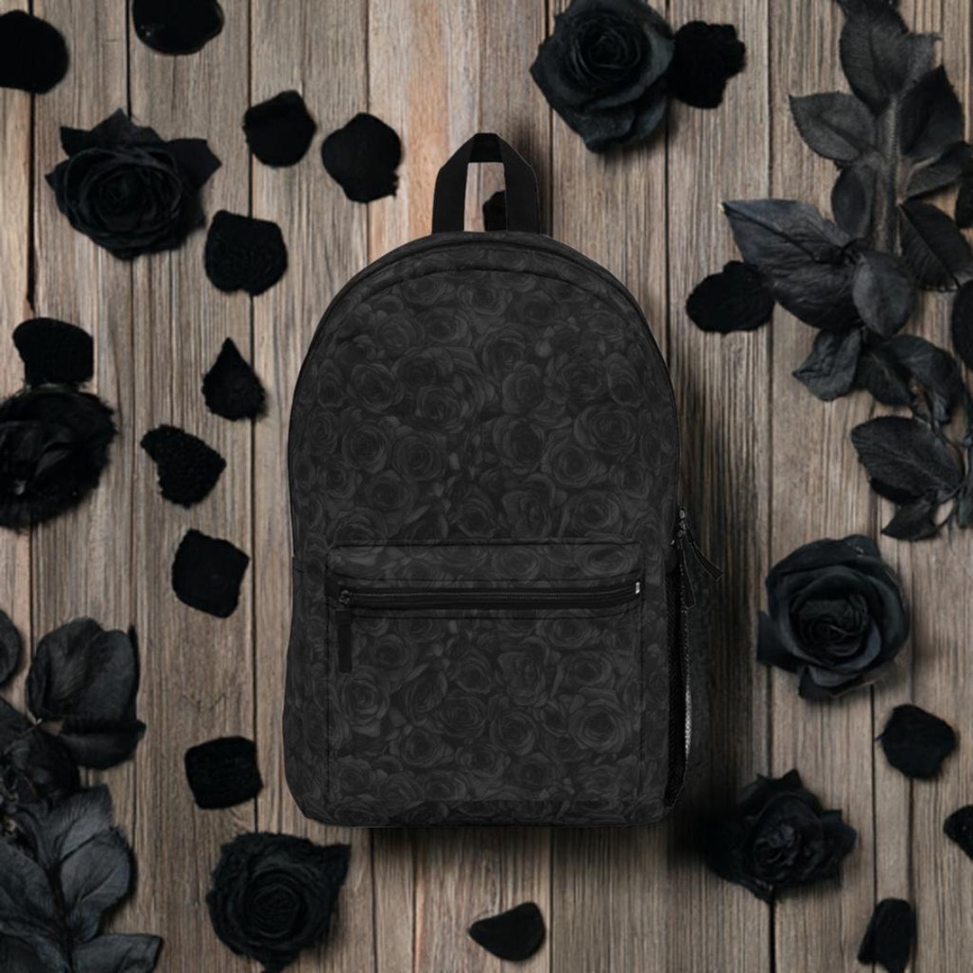 Black Rose Backpack | Boho Chic | School Bag | Botanical Illustration ...