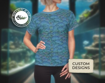Coral Reef Pattern Women&#39;s Cut & Sew Tee | Aquatic | Nautical | Oceanic | Scuba Lover | Sea Diving | Aquarium