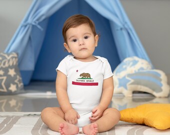 California Republic Flag Classic Baby Short Sleeve Bodysuit