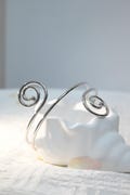 Minimalist Spiral Arm Cuff Bracelet | Adjustable Titanium Bangle in Gold or Silver | Handmade Statement Jewelry for Women