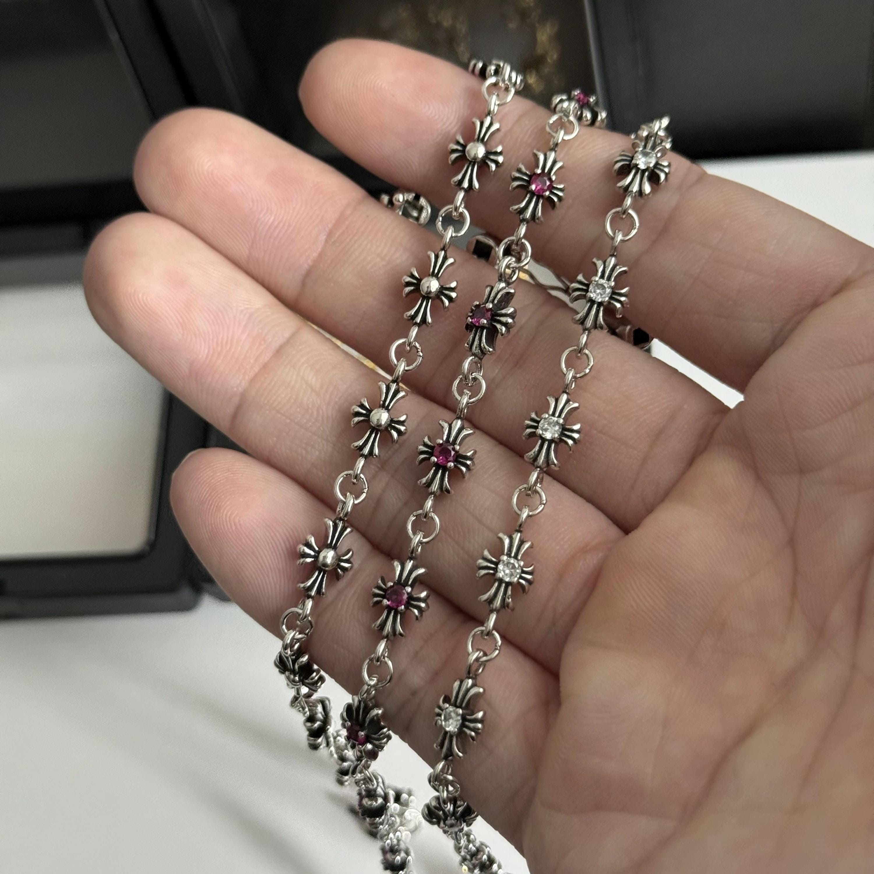 Vintage Gothic Silver Cross Bracelet - Y2K Punk Grunge