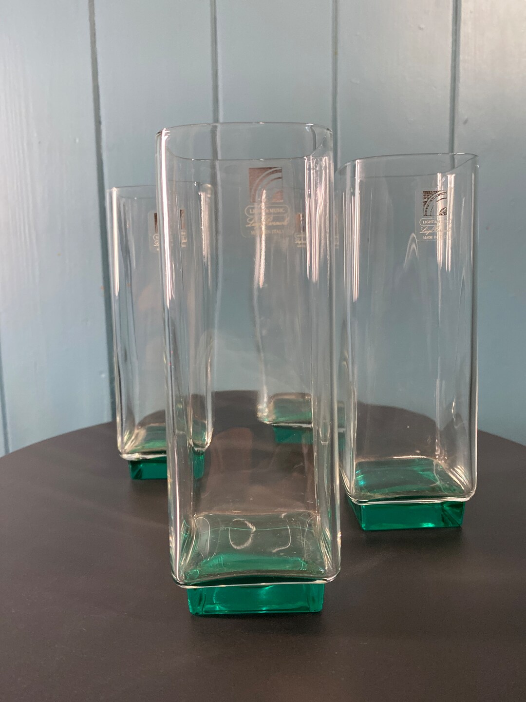 Set of 4 Luigi Bormioli Light and Music Green Square Rock