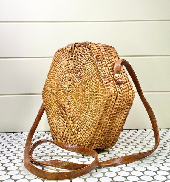 Retro Cane Bag Hexagonal Rattan Boho Bag Etsy