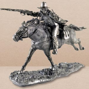 Collectible 54mm Miniature Figurine - Courageous Horseman in Golden West Metal Sculpture 1/32 Scale Tin Toy Soldiers Miniature Soldiers