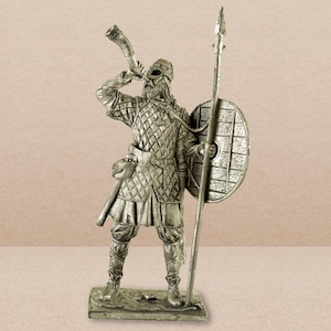 Viking Toy Soldier | 1/32 Scale Metal Sculpture, 54mm Collectiblen Tin Miniature Viking warrior historical miniature