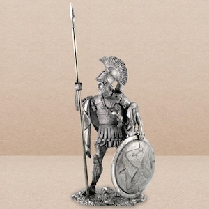 Collectible Tin Toy Soldiers: Greek Hoplite V Century BC 54mm Sculpture 1/32 scale Miniature Sculpture Greek History Tin Miniature