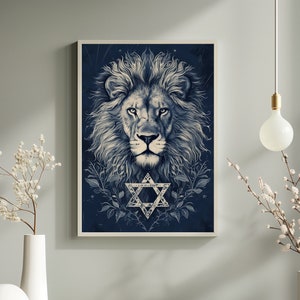 Lion of Judah digital | Lion of Israel | Jewish Lion of Judah Art | Star of David | Lion of Judah Israel Wall Art | Tikvaprints | Jewish Art