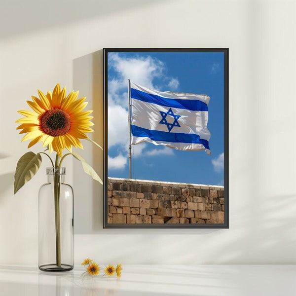 Israel Flag Decor | Star of David | Israel Flag Art | Jewish Flag | Israel Wall art | Israel Flagge | Israel Flag | Tikva Prints | Holy Land