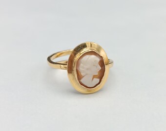 Anello donna da mignolo vero cammeo argento 925 regolabile cameo inciso volto di donna lavorato a Torre del Greco