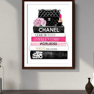 Designer Bücher Handtasche Art | Luxus Mode druckbare Dekor | schicke Wohnkunst | Elegante Mode-Wand-Kunst | Zeitloser Stil | Digitaler Download