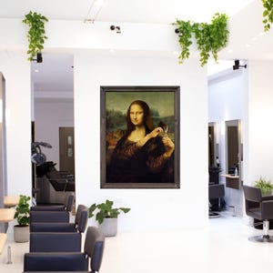 Mona Lisa Haircut Art Print | Chic Salon Wall Decor | Classic Art with Modern Twist | Playful & Stylish Printable | Digital Download Art