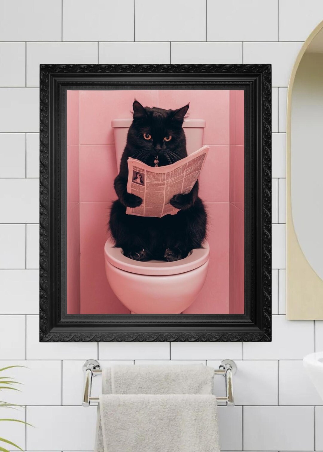 Black Cat Toilet Art | Playful Bathroom Decor | Quirky Wall Art | Fun ...