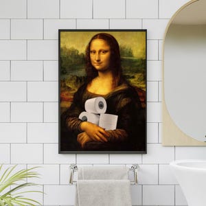 Mona Lisa Toilet Paper Art | Humorous Bathroom Wall Decor | Classic Art with Modern Twist | Fun Printable Art | Unique Digital Download