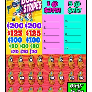 Tablero de bingo de rayas llamativas GANANCIA: 605