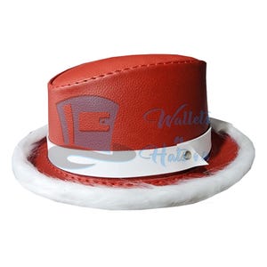 Santa Themed Red & White Leather Fedora Hat