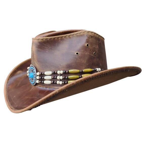 Vintage Western Cowboy Hat with Beaded Hat Band