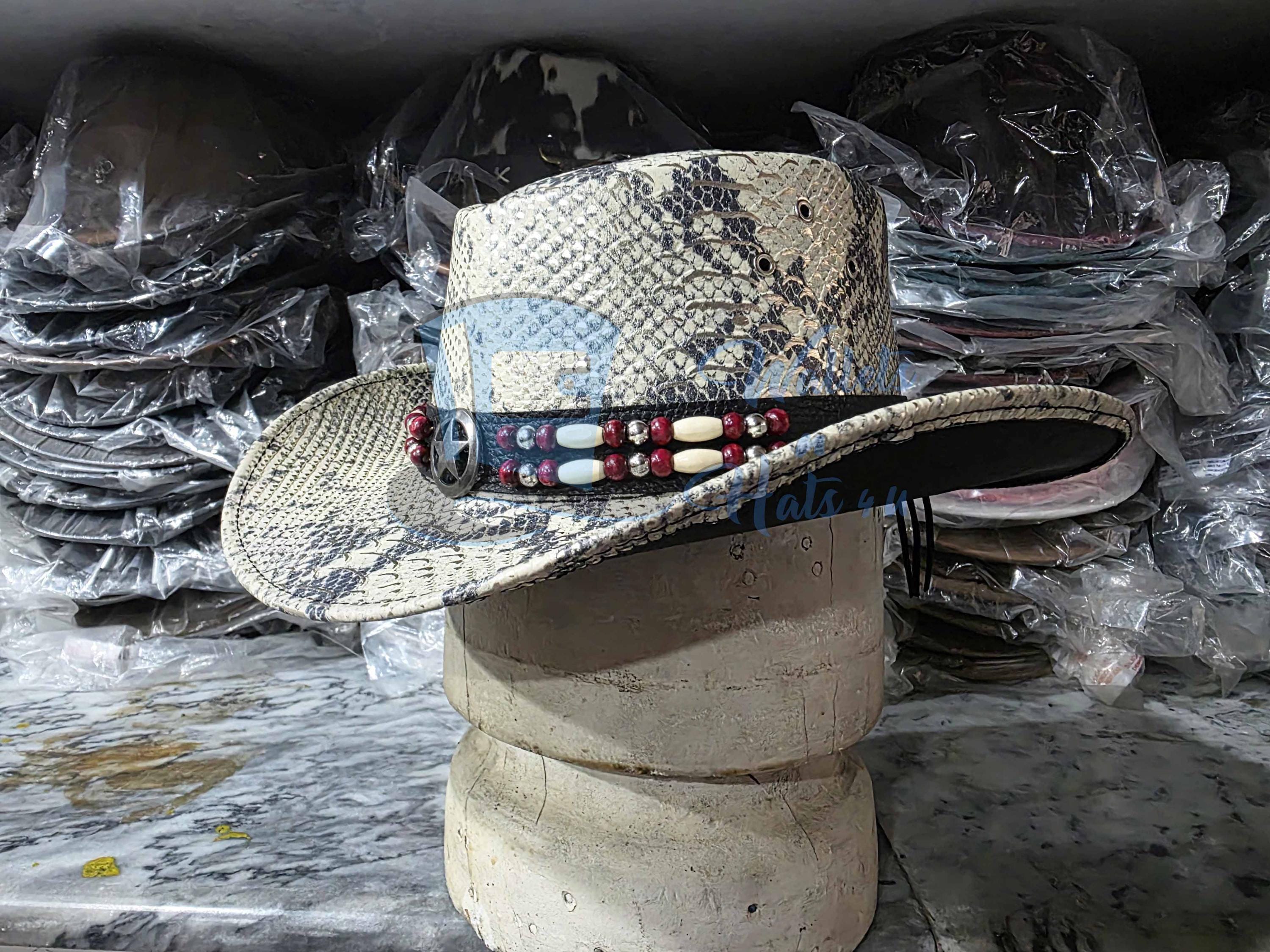 Python Texture Western Rodeo Country Concert Ranch Cowboy Leather Hat ...