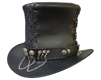 Steampunk Gothic Vintage Corset Leather Top Hat