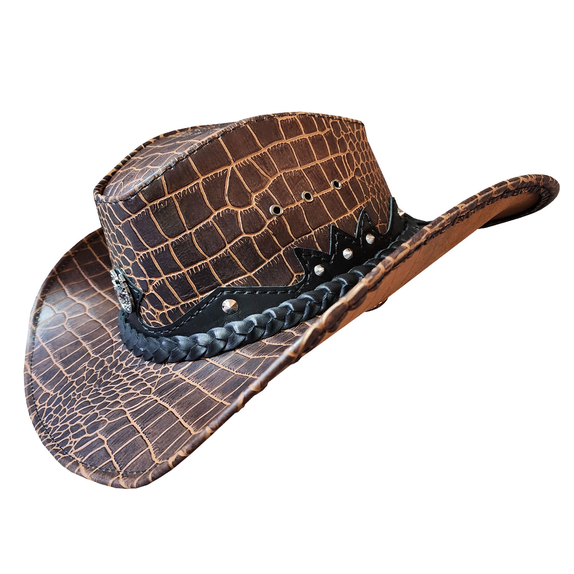 帽子 crocodile leather studs cap opium y2k Western Icon Cowboy Crocodile Texture Embossed Cow Leather Hat - Etsy