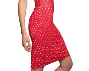 Red with white polka dot Women's Pencil Skirt (AOP)