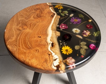 Epoxy resin table, epoxy wood table, epoxy coffee table, coffee table, flowers