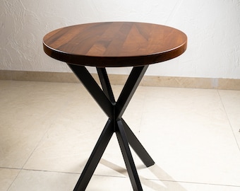 Wood table, coffee table, dark brown ash wood table