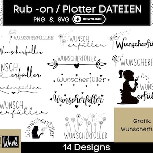 14 Wunscherfüller Sprüche Grafik SVG Bundle, Plotterdatei für Cricut Silhouette, Rub-on Herstellung Download Grafik PNG