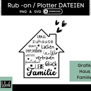 Dicendo la grafica SVG della casa di famiglia, la casa del file plotter per Cricut Silhouette, la produzione strofinata scarica la grafica PNG
