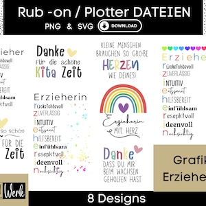Kita Erzieherin Sprüche Grafik SVG Bundle, Plotterdatei für Cricut Silhouette, Rub-on Herstellung Download Grafik PNG