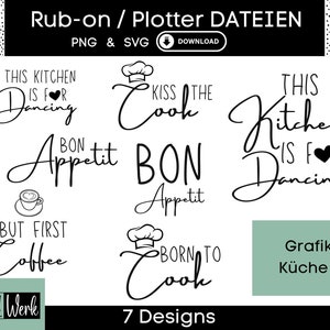Kitchen Sayings Graphic SVG Bundle, Plotter File for Cricut Silhouette, Rub-on Manufacturing Download Graphic PNG