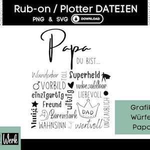 Spruch Papa Grafik SVG, Plotterdatei Vatertag für Cricut Silhouette, Rub-on Herstellung Download Grafik PNG