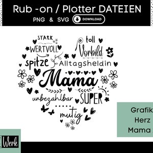 Diciendo mamá corazón gráfico SVG, archivo de trazador Día de la madre para silueta cricut, fabricación de rub-ons Descargar gráfico PNG