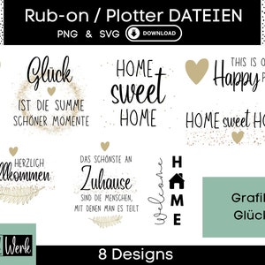 Gezegden Geluk SVG Grafische Bundel, Plotterbestand Home voor Cricut Silhouet, Rub-on Maken Download Grafische PNG