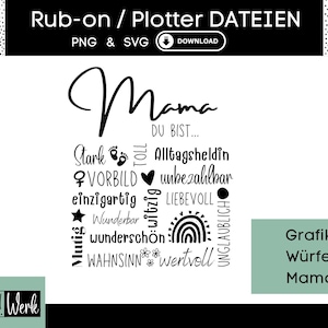 Gráfico SVG para decir "Mamá", archivo de trazador del Día de la Madre para Cricut Silhouette, fabricación por frotamiento, descarga de gráfico PNG