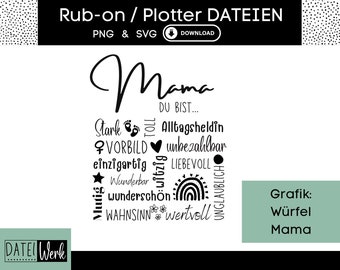 Zeggen moeder grafische SVG, plotterbestand Moederdag voor Cricut Silhouette, rub-on productie download grafische PNG