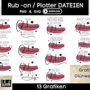 Glühwein Weihnachten Sprüche Weihnachtsfeier Tassen Grafik SVG PNG Bundle, Plotterdatei für Cricut Silhouette, Rub-on Herstellung Download
