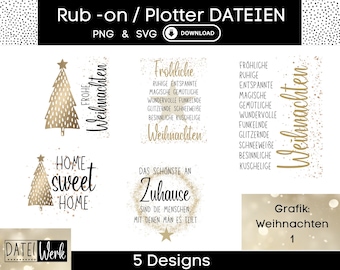 Christmas bundle, Merry Christmas or Home in Gold graphic SVG, plotter file for Cricut Silhouette, download graphic PNG