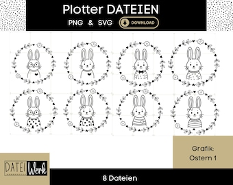 Paashaas plotterbestand SVG PNG – Paashaasjes voor paaskrans – Paasplotterbestanden – Cricut Silhouette – Direct downloaden
