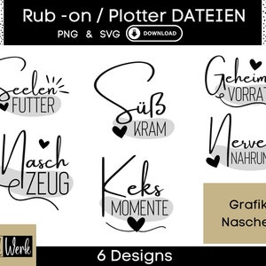 Süßigkeiten, Vorratsdosen, Nervennahrung, Kekse, Süßes, NaschkramGrafik SVG, Plotterdatei für Cricut Silhouette, Download Grafik PNG