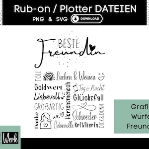 Spruch Beste Freundin Grafik SVG, Plotterdatei Muttertag für Cricut Silhouette, Rub-on Herstellung Download Grafik PNG