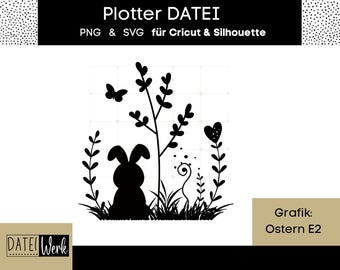Easter plotter file bunny SVG PNG | Easter bunny silhouette | Cricut & Silhouette | Spring motif, decorative plotting