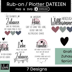 Sprüche Home SVG Grafik Bundle, Plotterdatei für Cricut Silhouette, Rub-on Herstellung Download Grafik PNG