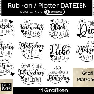 Plätzchen Backen Keksdose Sprüche Grafik SVG PNG Bundle, Plotterdatei für Cricut Silhouette, Rub-on Herstellung Download Grafik PNG
