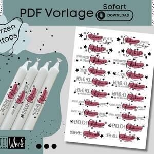 PDF Christmas for taper candles template candle tattoo candle sticker winter time Christmas light Advent time Merry Christmas mulled wine