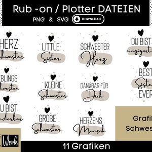 Sprüche für die Schwester Herzensmensch Grafik SVG, Plotterdatei Vatertag für Cricut Silhouette, Rub-on Herstellung Download Grafik PNG