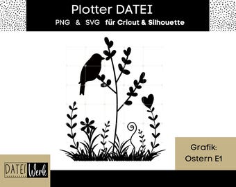 Ostern Plotterdatei Vogel SVG PNG | Frühlingsmotiv Silhouette | Cricut & Silhouette | Fensterbild, Deko, Plotten