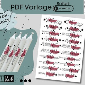 PDF Christmas for stick candles template candle tattoo candle sticker winter time Christmas light Advent time Merry Christmas mulled wine