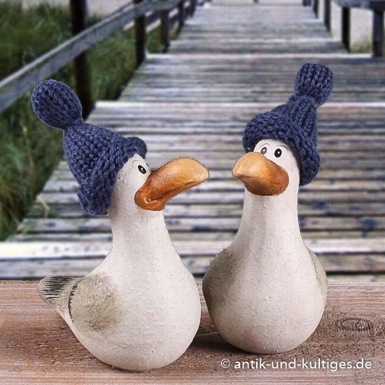 Seagull Hinnerk With Bobble Hat Maritime Decoration 8 X 10 Cm