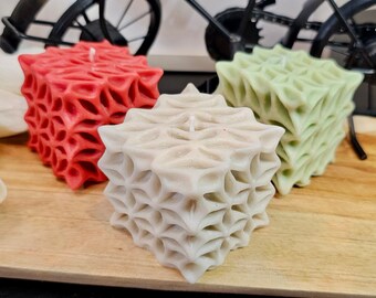 Bougie Design Bauhaus En Cire De Soja - CUBO, Forme Carrée, Couleur Blanc, Sans Parfum